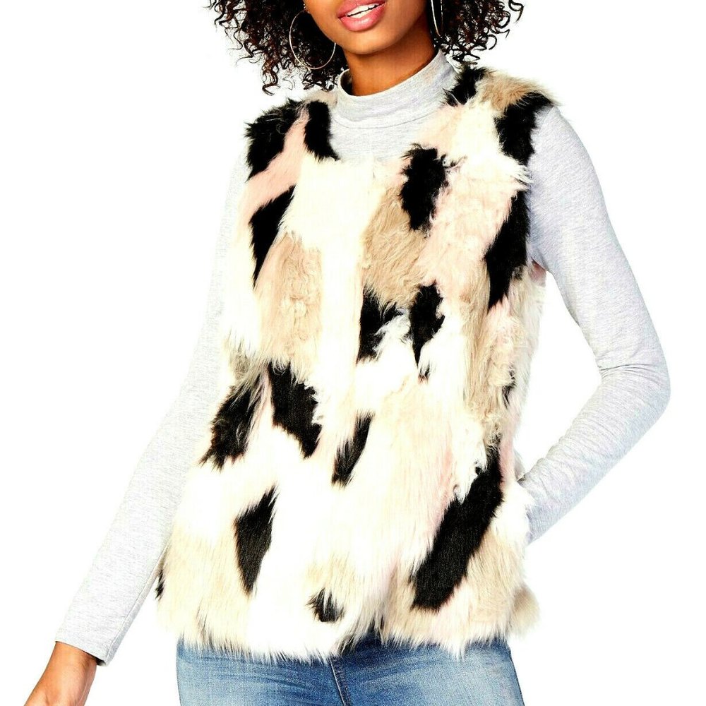 Say What? Women's Pink Multi Faux-Fur Vest